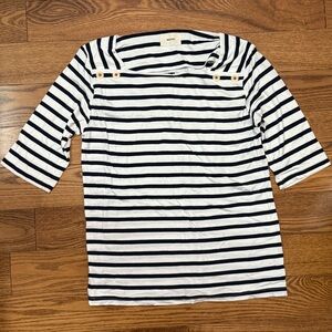 Nautical Striped Navy and White Boatneck Top